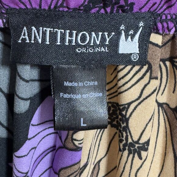 Y2k Purple Pleated Midi Skirt L Dark Floral Bloomcore Whimsigoth Flowy Antthony - Picture 9 of 12